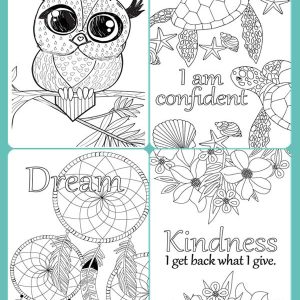 Colouring Art Posters – Printable Colouring Sheets with Positive Affirmations | Digital Download Pack