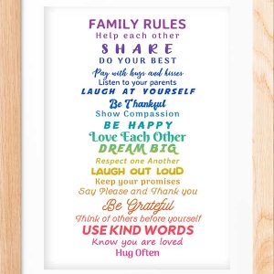 Family Rules Poster – Positive Home Values Printable | Digital Download