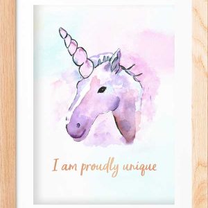 I Am Proudly Unique – Kids Affirmation | Confidence & Self-Esteem Wall Art