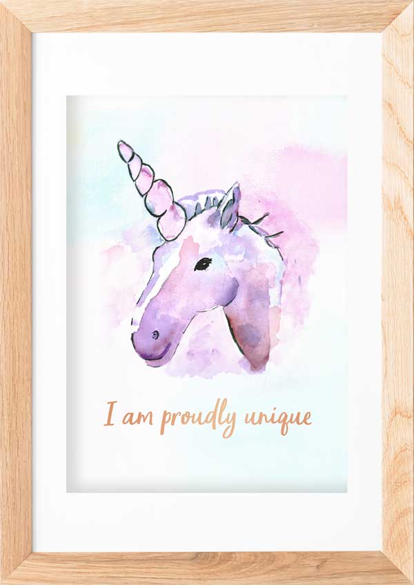 I Am Proudly Unique – Kids Affirmation | Confidence & Self-Esteem Wall Art